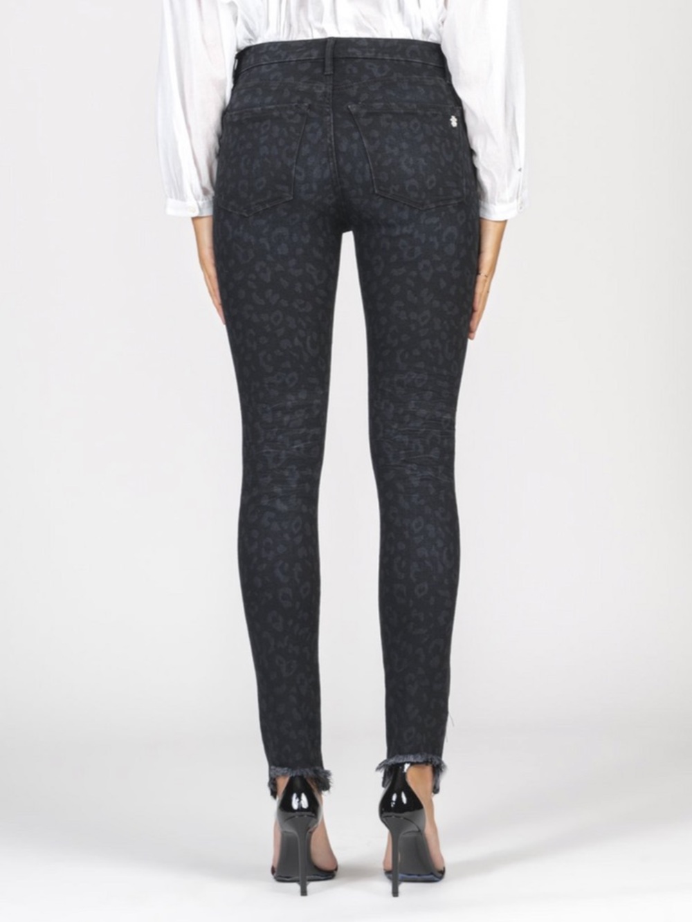Black Orchid Gisele HighRise Super Skinny Black Leopard ShinyGray Textured Jeans - Picture 3 of 16